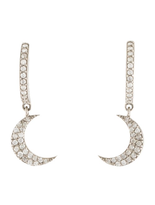 Sheryl Lowe Diamond Crescent Moon Drop Hoop Earrings