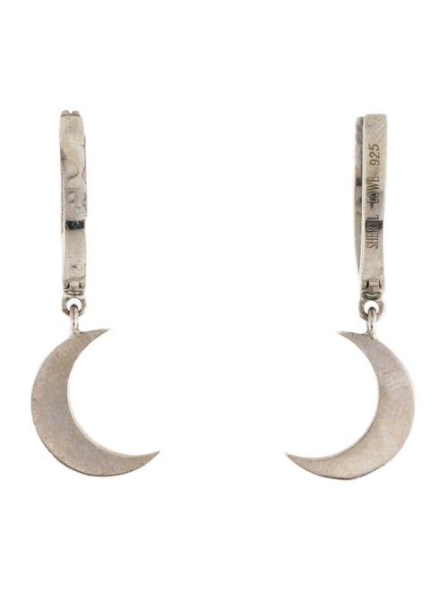 Sheryl Lowe Diamond Crescent Moon Drop Hoop Earrings