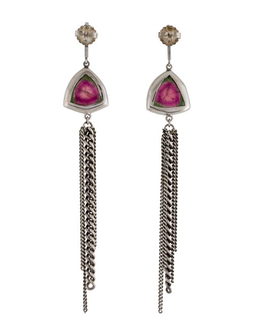 Sheryl Lowe Watermelon Tourmaline & Diamond Drop Earrings