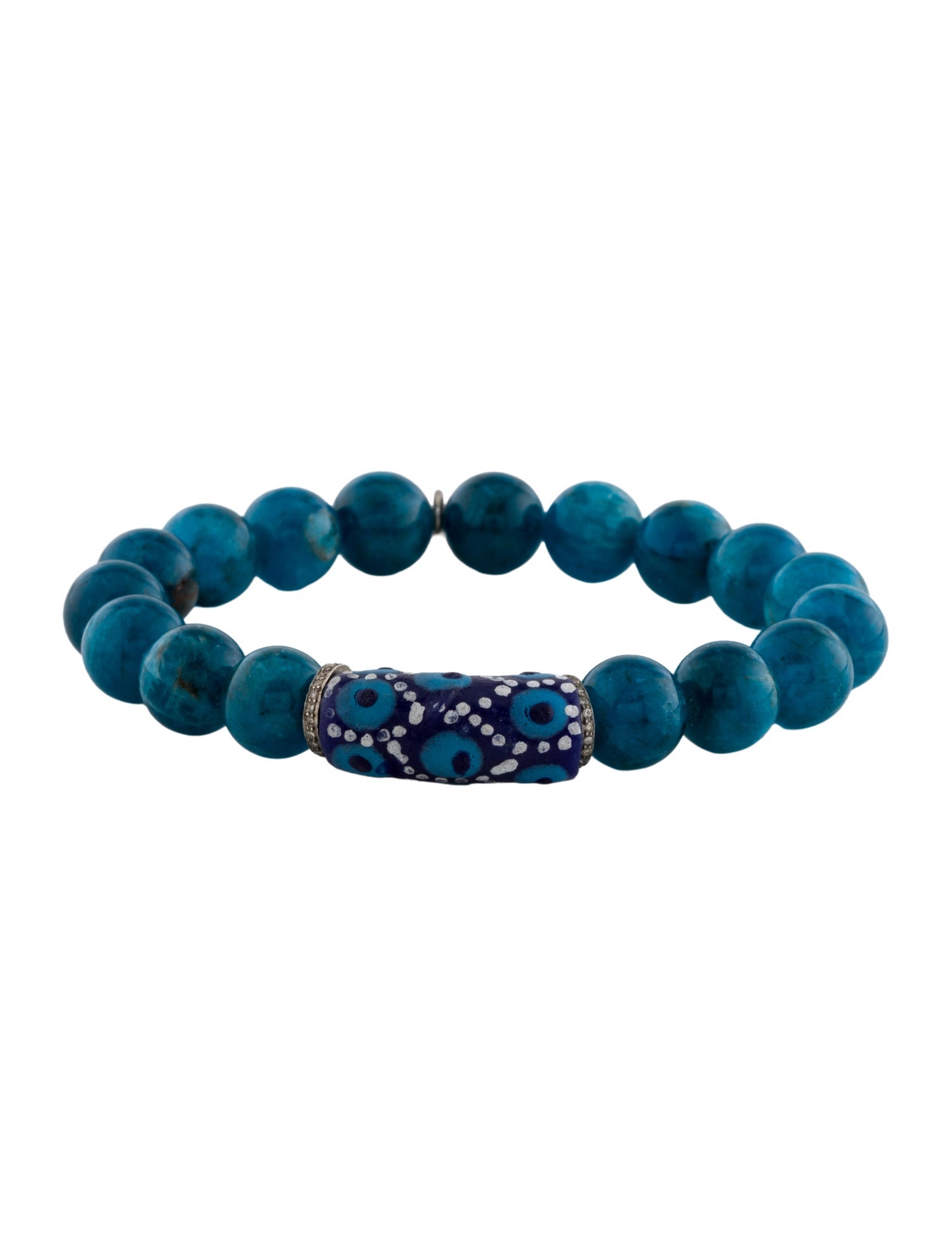 Sheryl Lowe Apatite, Diamond & African Tube Beaded Bracelet