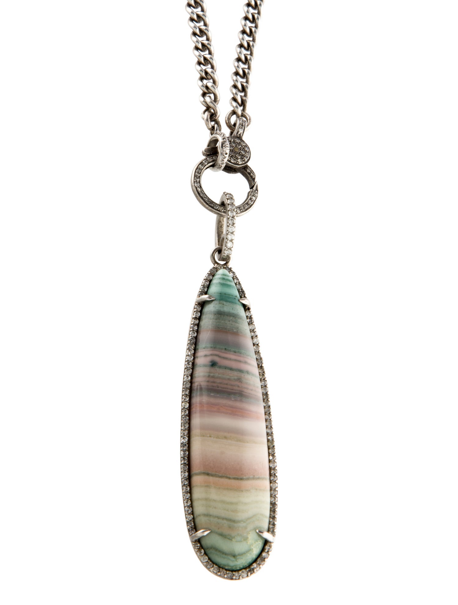 Sheryl Lowe Agate & Diamond Pendant Necklace