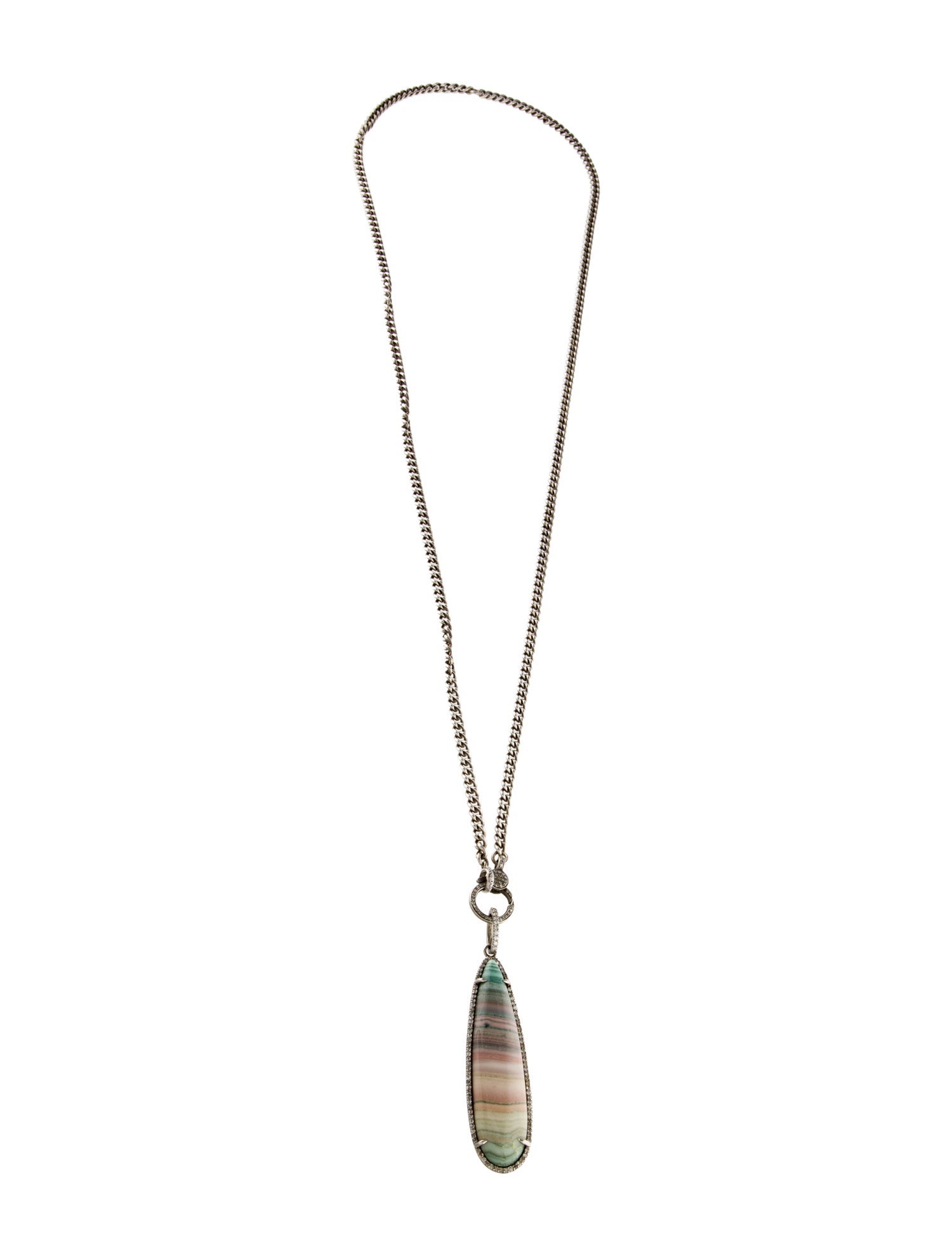 Sheryl Lowe Agate & Diamond Pendant Necklace