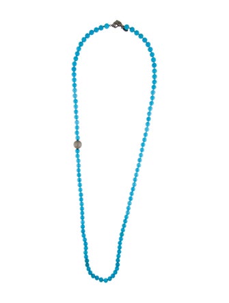 Sheryl Lowe 2.23ctw Diamond & Dyed Magnesite Bead Strand Necklace