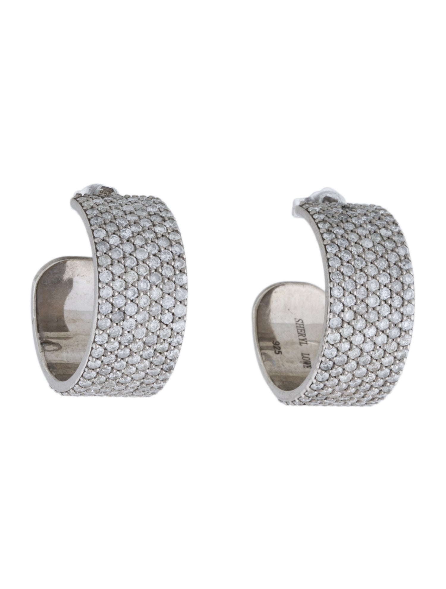 Sheryl Lowe 3.00ctw Diamond Wide Hoop Earrings