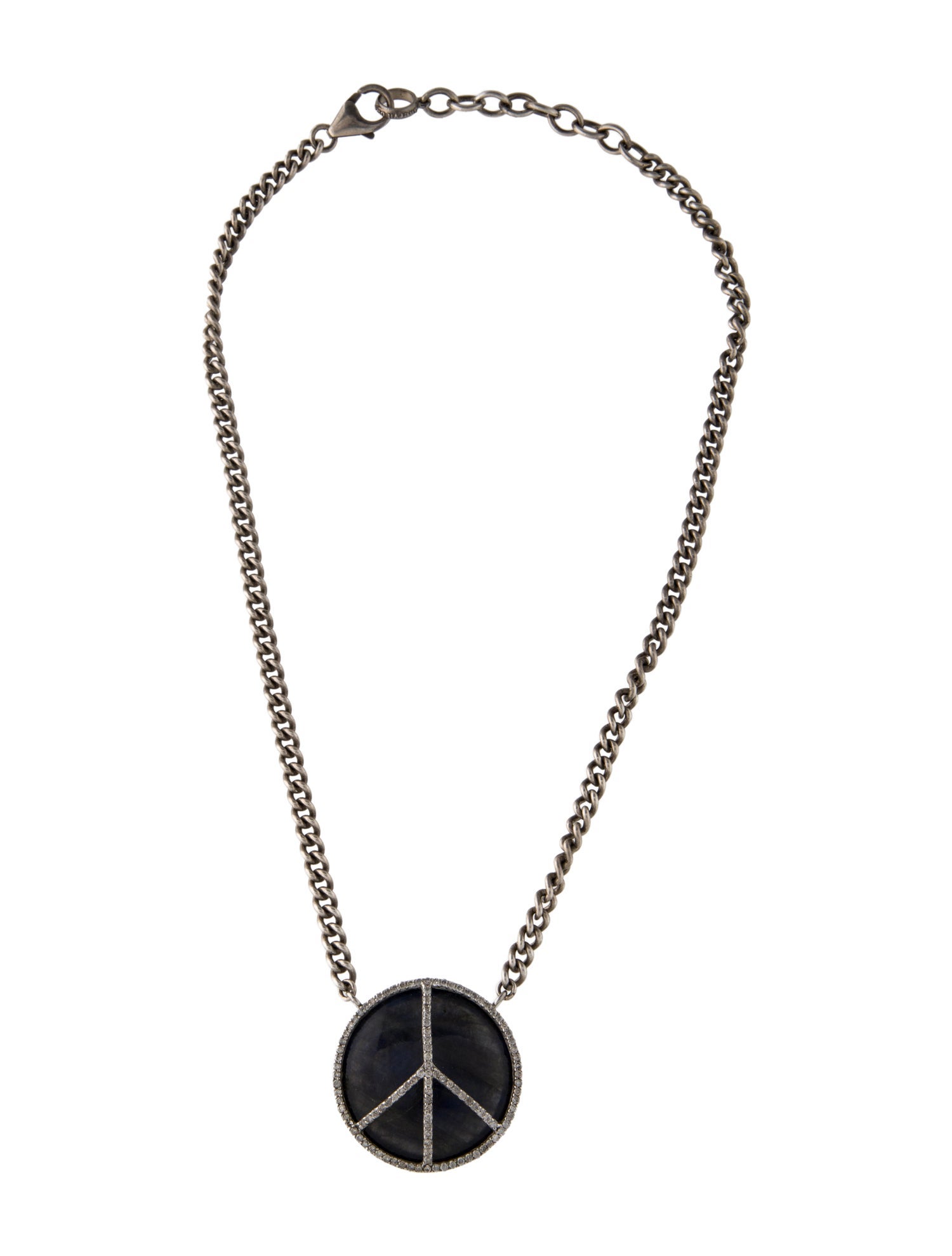 Sheryl Lowe Labradorite & Diamond Peace Sign Pendant Necklace