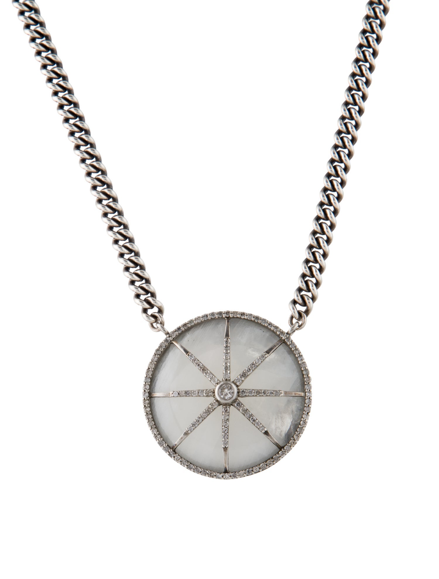 Sheryl Lowe Moonstone & Diamond Pendant Necklace