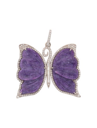 Sheryl Lowe Charoite & Diamond Butterfly Pendant