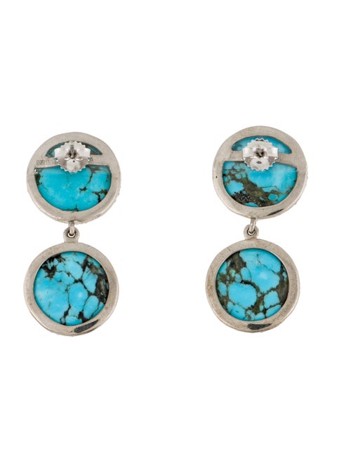Sheryl Lowe Turquoise & Diamond Round Drop Earrings