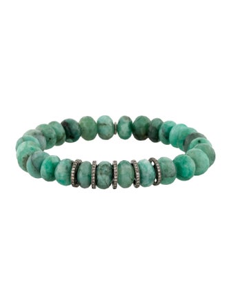 Sheryl Lowe Diamond Emerald Bead Bracelet