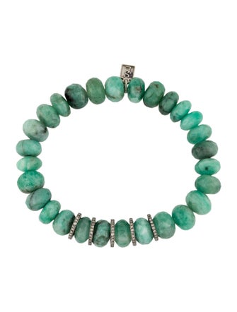 Sheryl Lowe Diamond Emerald Bead Bracelet