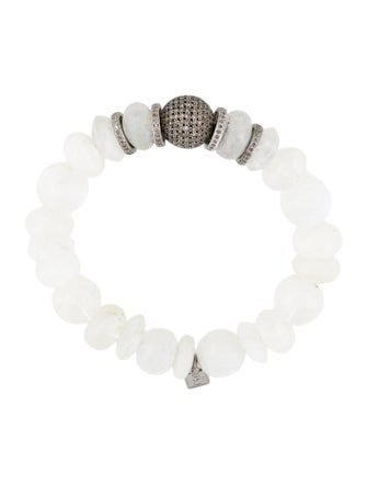 Sheryl Lowe Moonstone Labradorite & Diamond Charm Bead Strand Bracelet