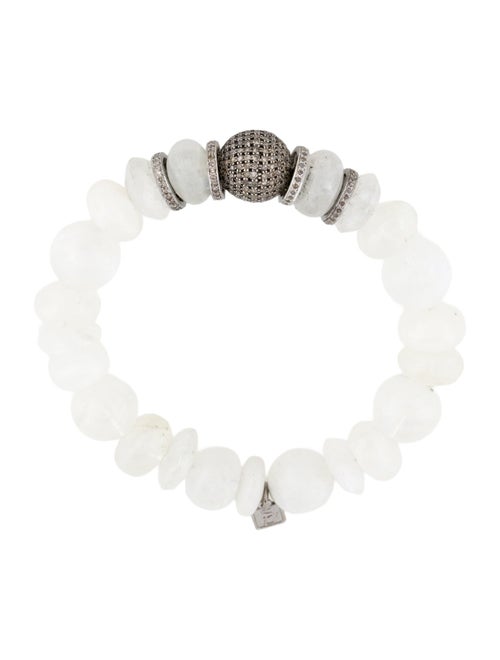 Sheryl Lowe Moonstone Labradorite & Diamond Charm Bead Strand Bracelet