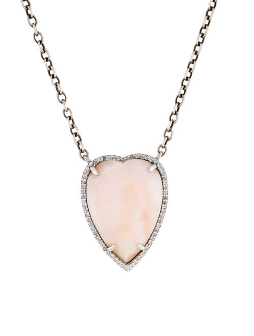 Sheryl Lowe Opal & Diamond Heart Pendant Necklace