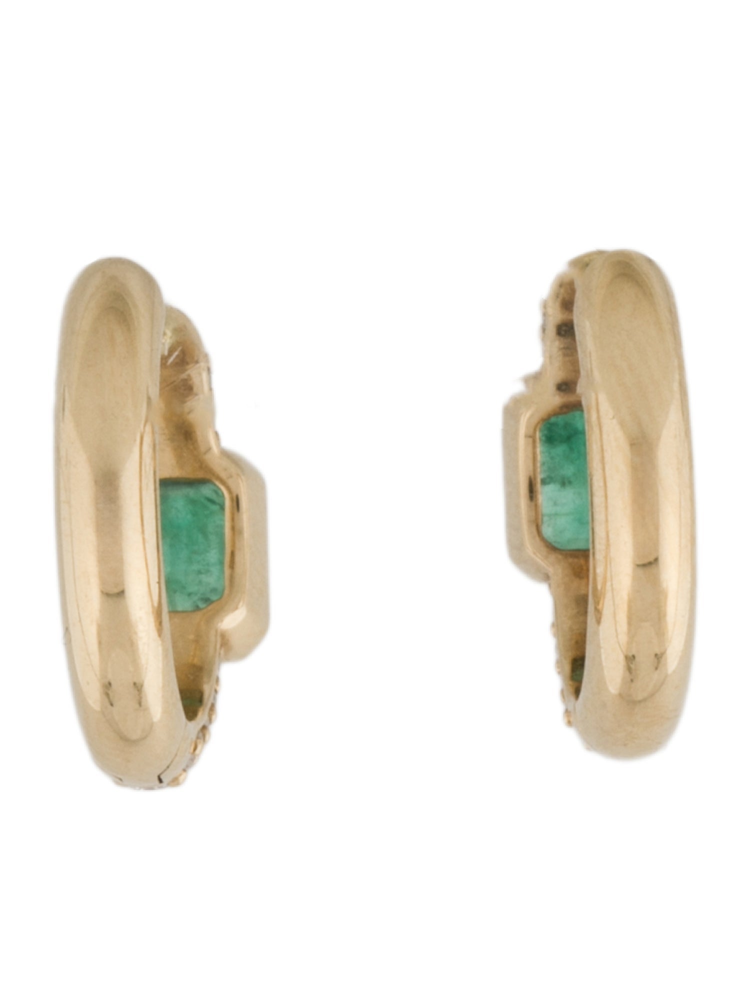 Sheryl Lowe 14K Diamond & Emerald Huggie Earrings