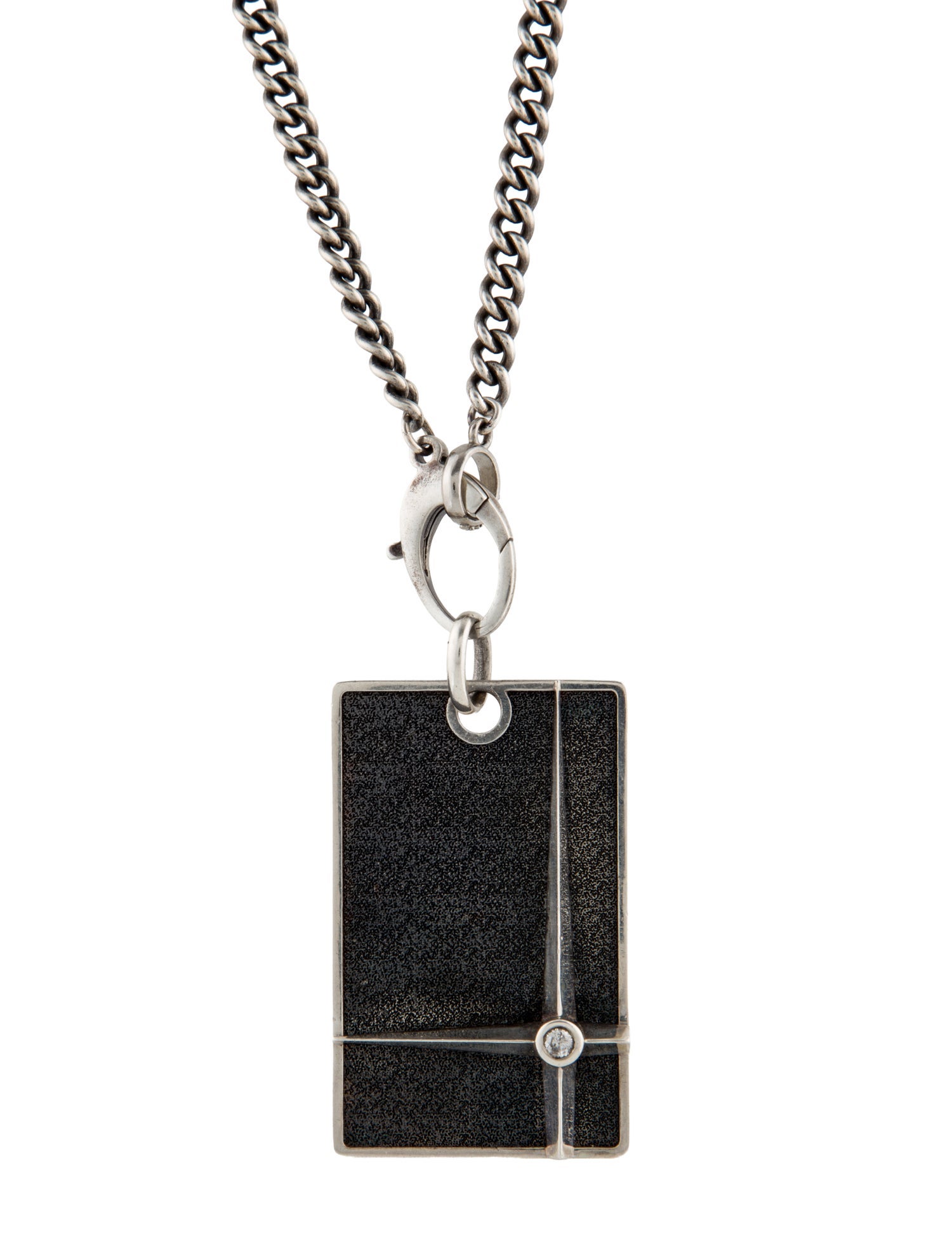 Sheryl Lowe Diamond Dog Tag Pendant Necklace
