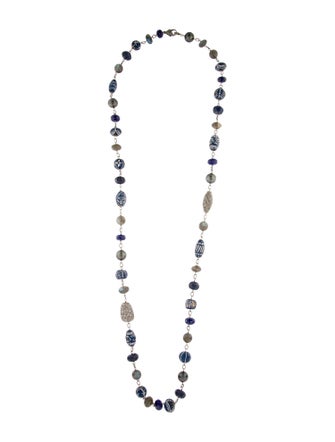 Sheryl Lowe 9.46ctw Diamond, Pearl & Multi-stone Long Beaded Necklace