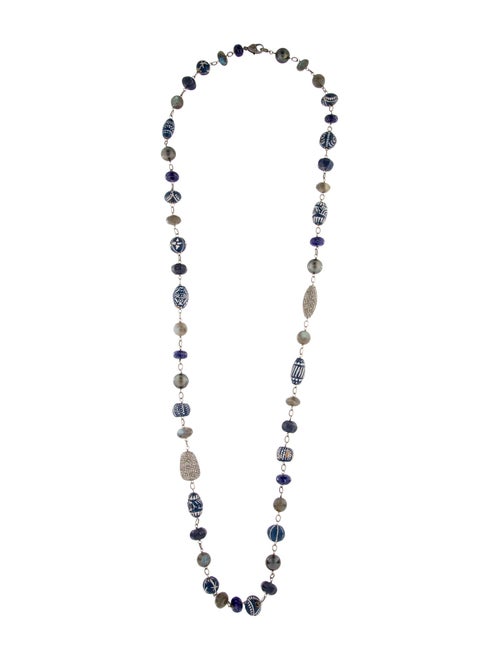 Sheryl Lowe 9.46ctw Diamond, Pearl & Multi-stone Long Beaded Necklace