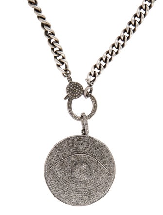 Sheryl Lowe 4.34ctw Diamond Evil Eye Medallion Pendant Necklace