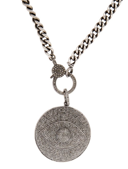 Sheryl Lowe 4.34ctw Diamond Evil Eye Medallion Pendant Necklace