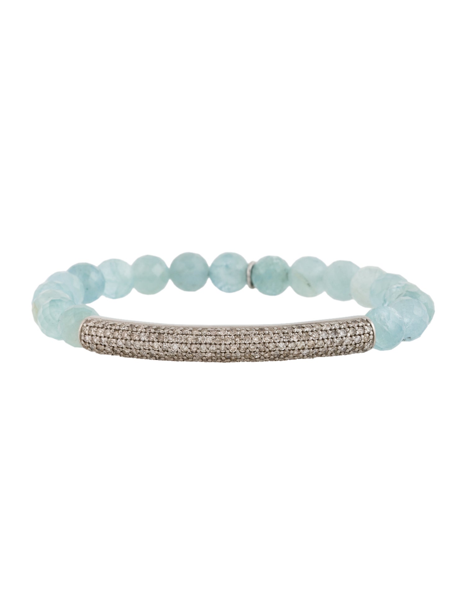Sheryl Lowe Diamond & Aquamarine Beaded Station Bracelet
