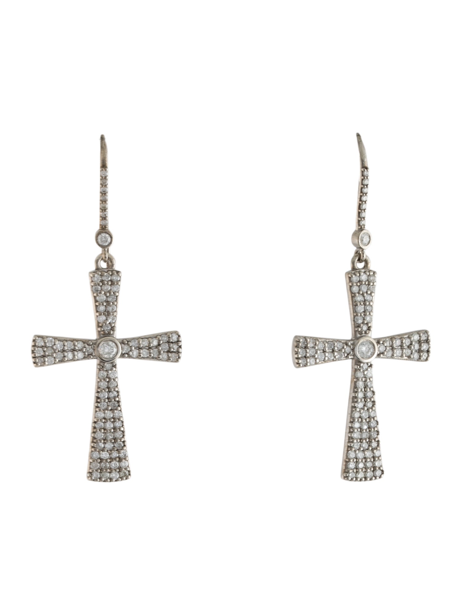 Sheryl Lowe 1.73ctw Diamond Cross Drop Earrings