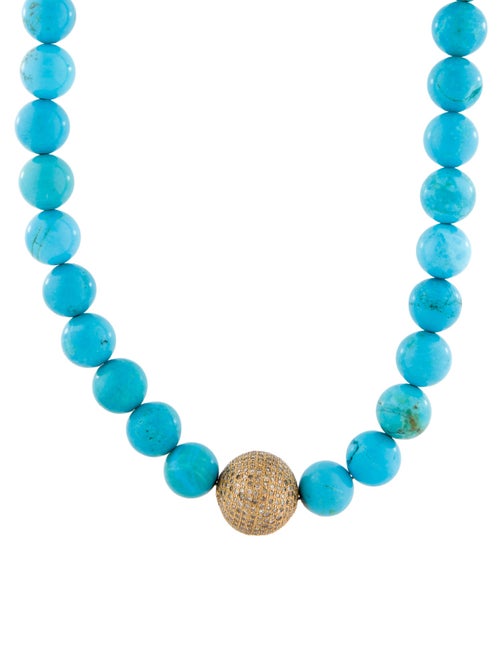 Sheryl Lowe 2.85ctw Diamond & Dyed Magnesite Bead Strand Necklace