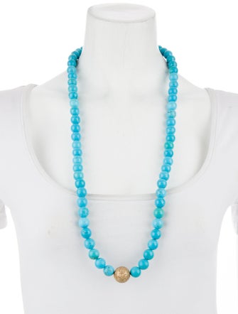 Sheryl Lowe 2.85ctw Diamond & Dyed Magnesite Bead Strand Necklace