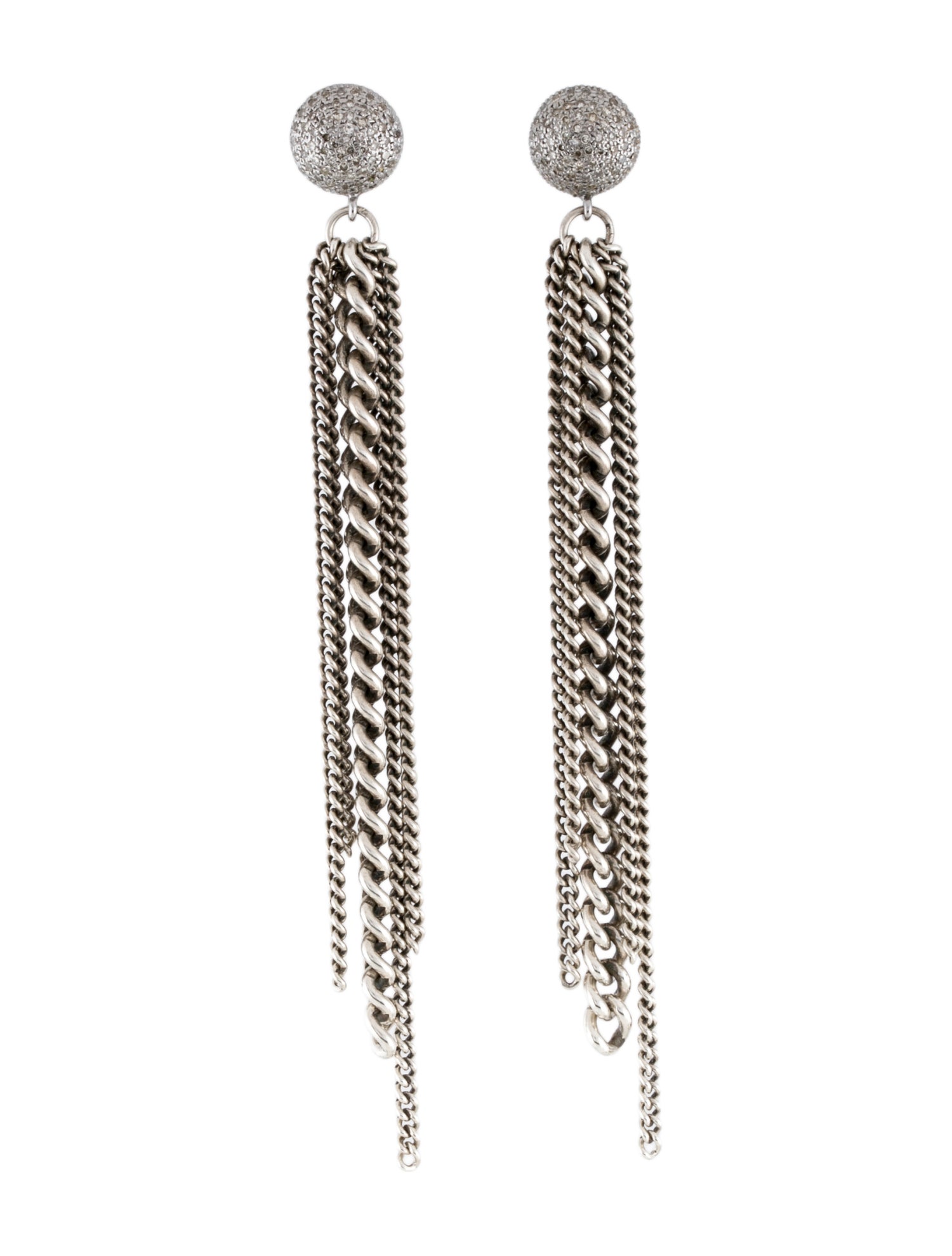 Sheryl Lowe Diamond Chain Fringe Earrings