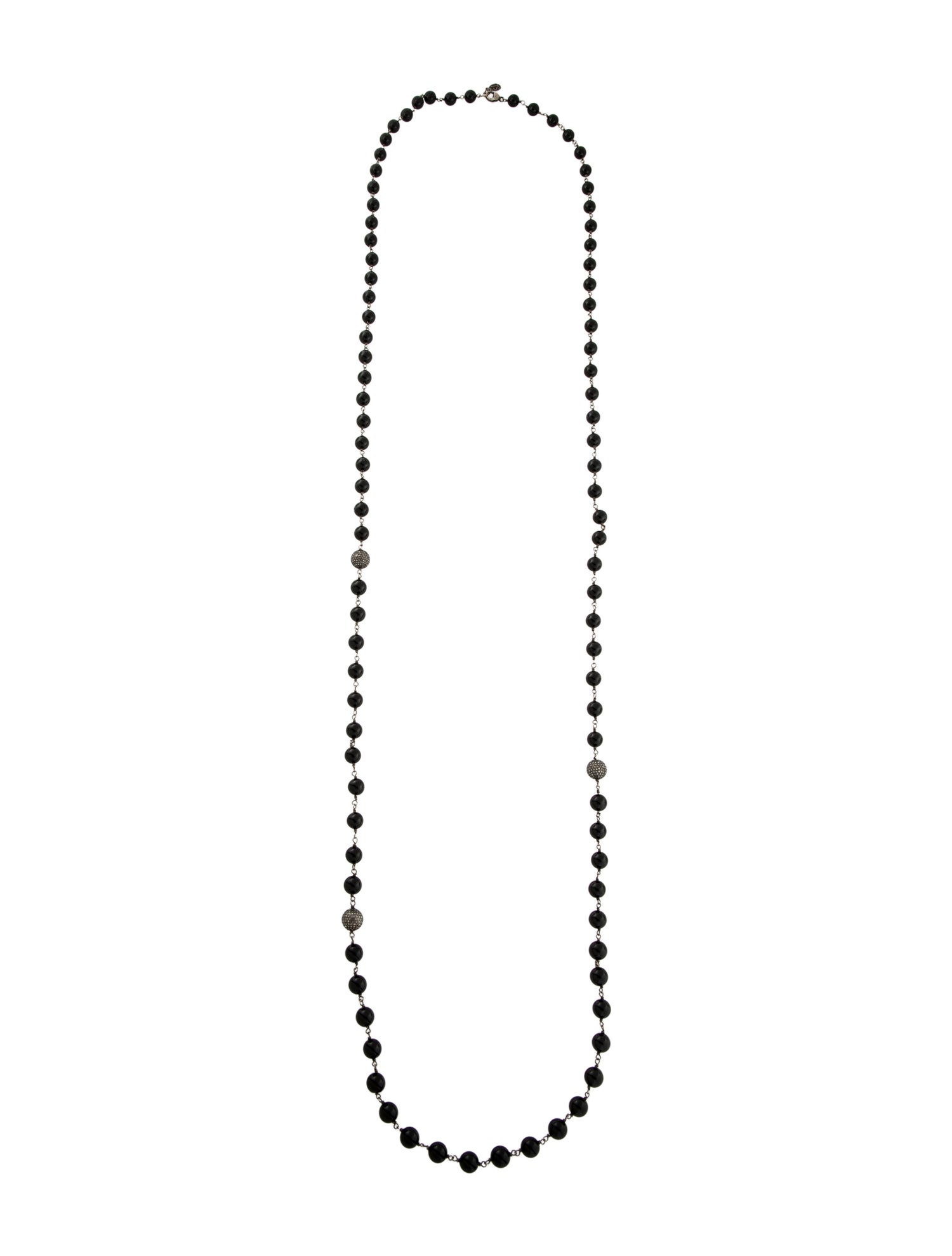 Sheryl Lowe Onyx & Diamond Bead Long Necklace