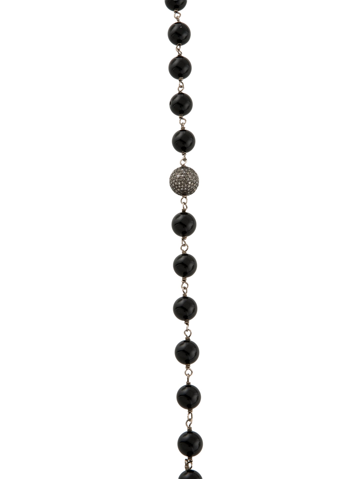 Sheryl Lowe Onyx & Diamond Bead Long Necklace
