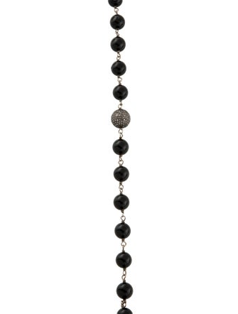 Sheryl Lowe Onyx & Diamond Bead Long Necklace
