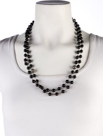 Sheryl Lowe Onyx & Diamond Bead Long Necklace