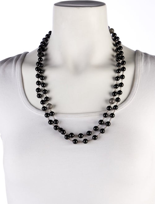 Sheryl Lowe Onyx & Diamond Bead Long Necklace