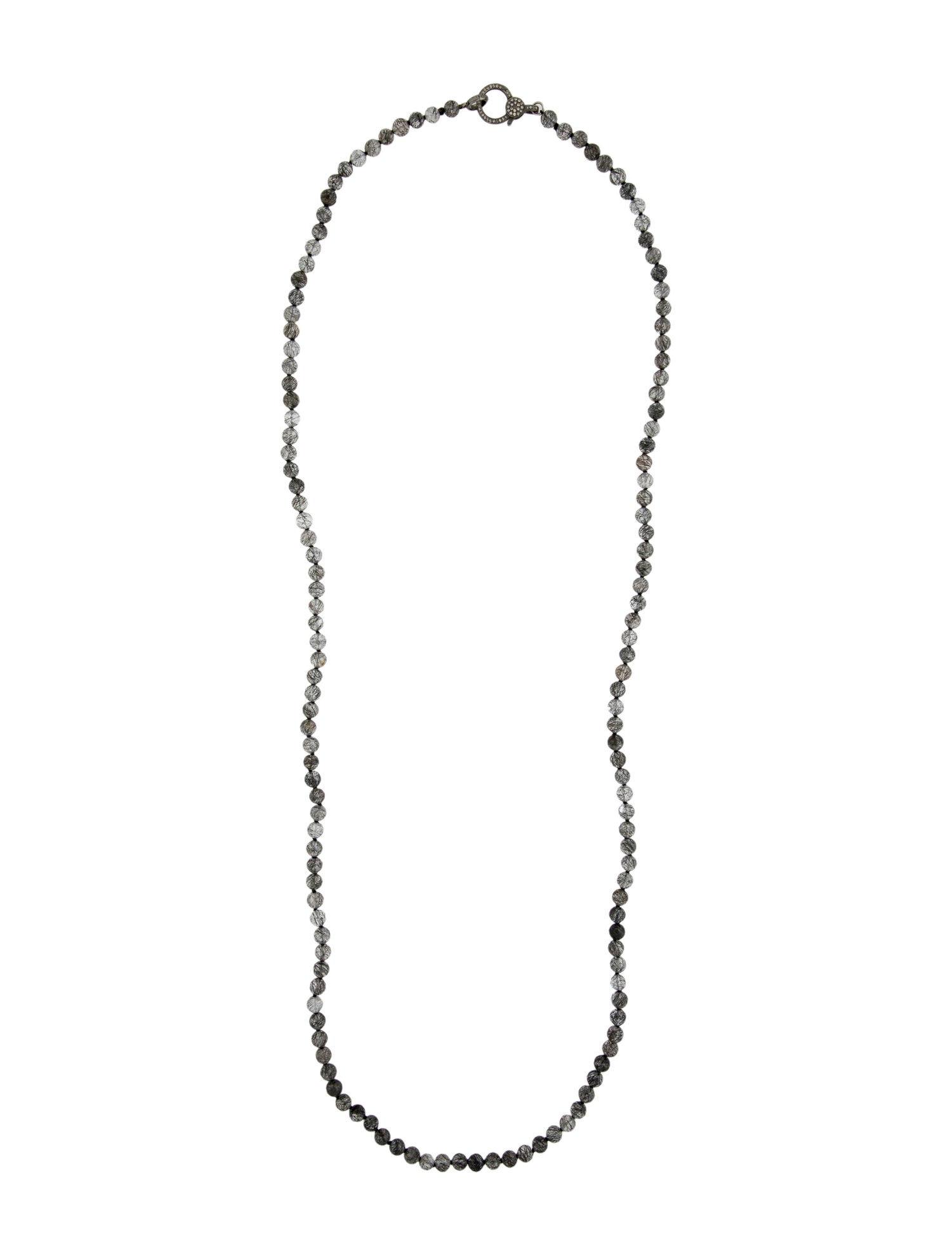 Sheryl Lowe Tourmalinated Quartz & Diamond Bead Necklace