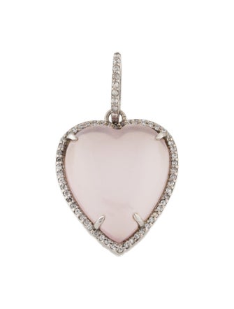 Sheryl Lowe Rose Quartz & Diamond Heart Pendant