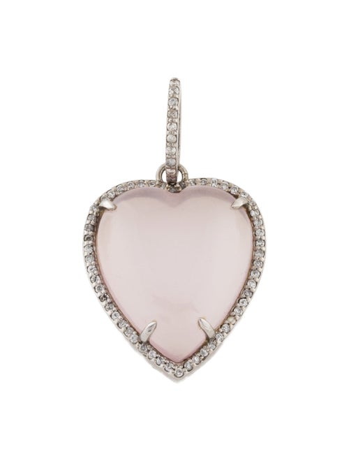 Sheryl Lowe Rose Quartz & Diamond Heart Pendant