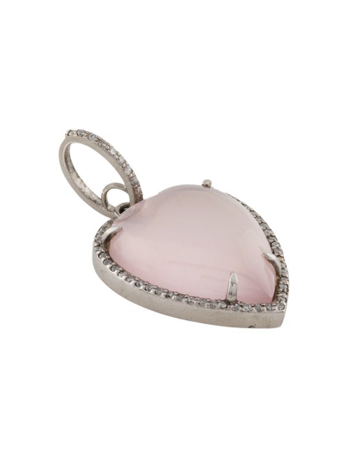 Sheryl Lowe Rose Quartz & Diamond Heart Pendant