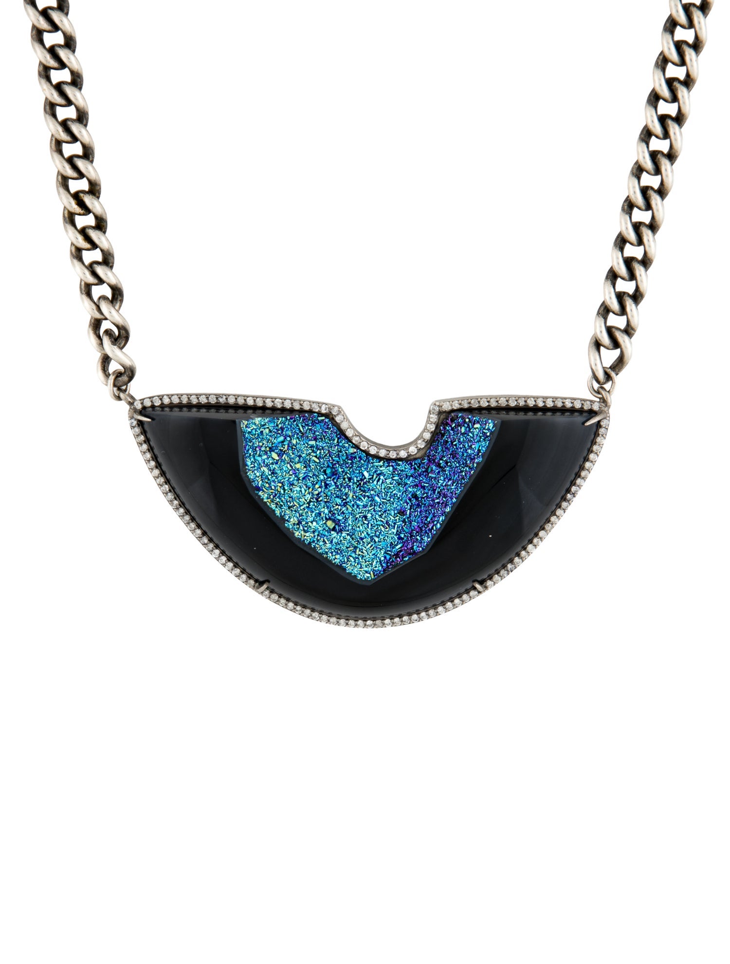 Sheryl Lowe Diamond Coated Druzy Pendant Necklace