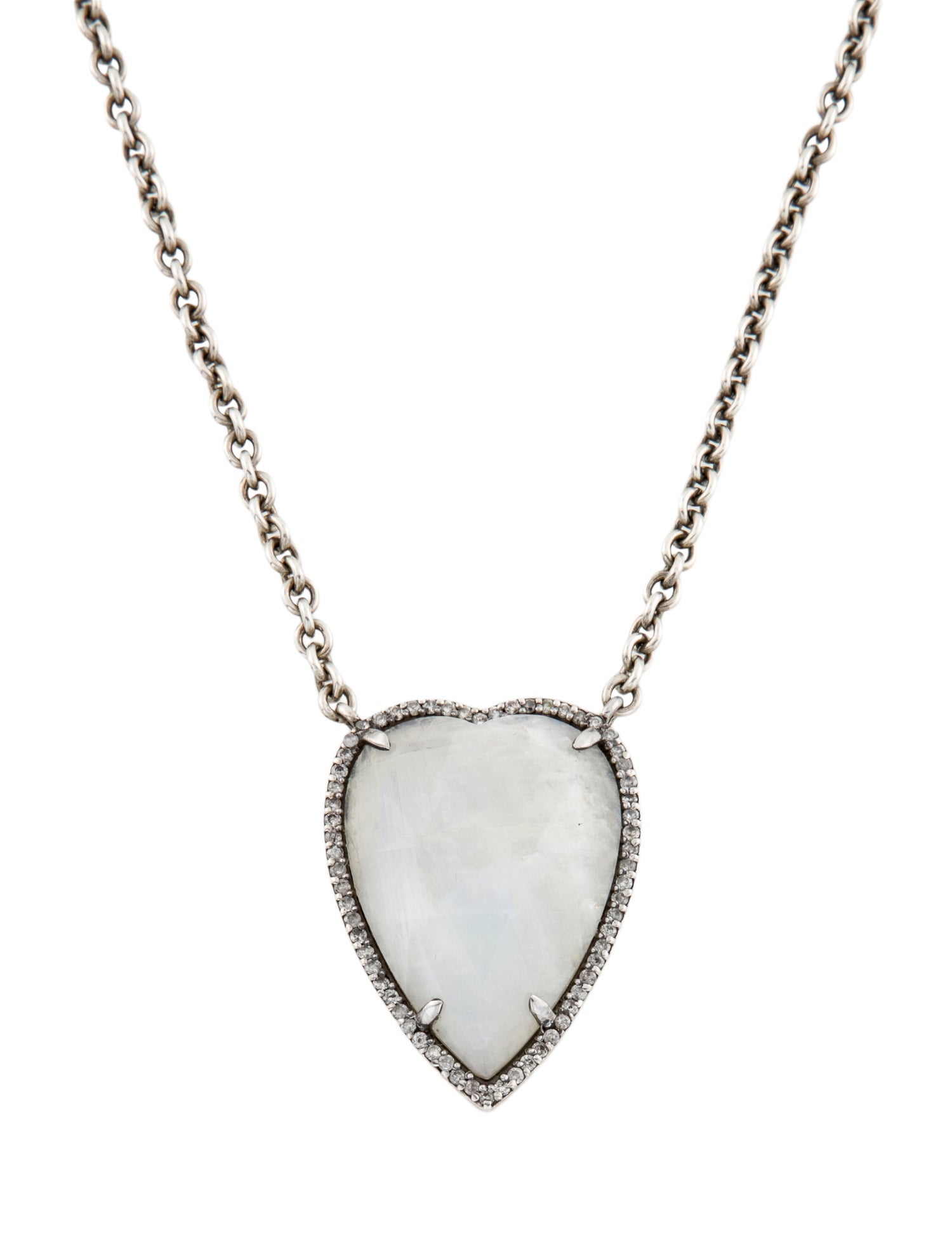 Sheryl Lowe Moonstone Labradorite & Diamond Heart Pendant Necklace
