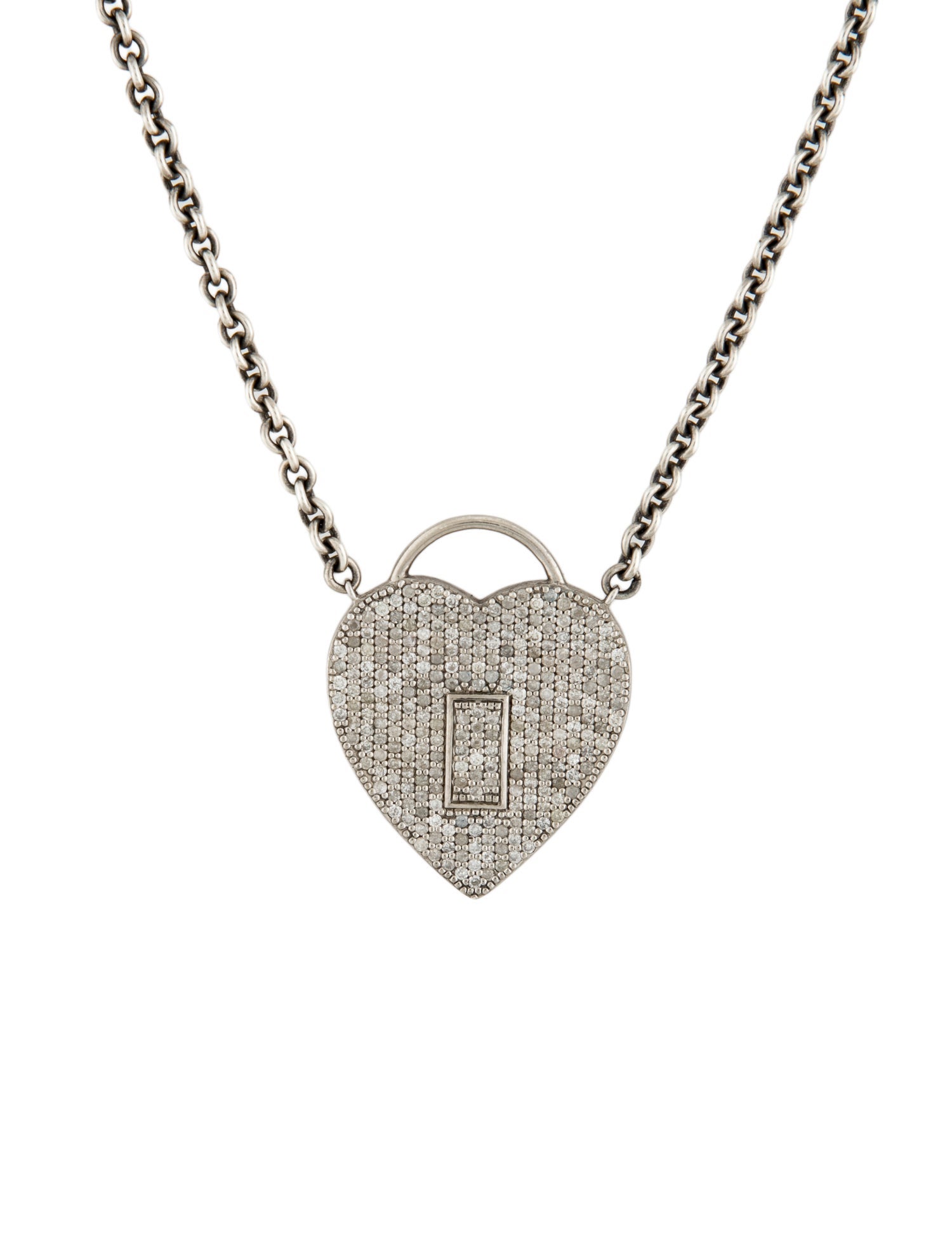 Sheryl Lowe 2.55ctw Diamond Padlock Heart Connector Necklace