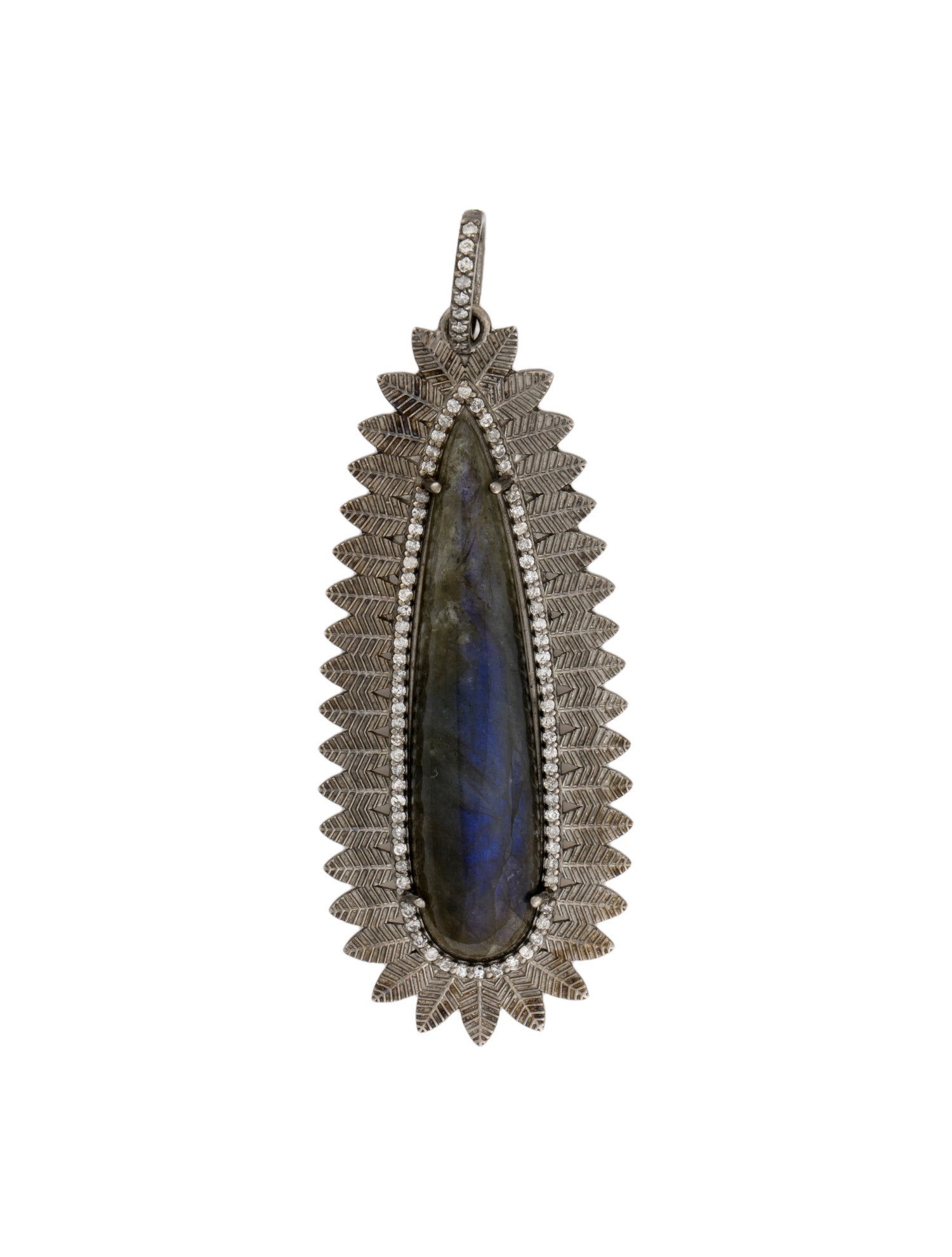 Sheryl Lowe Labradorite & Diamond Leaf Pendant
