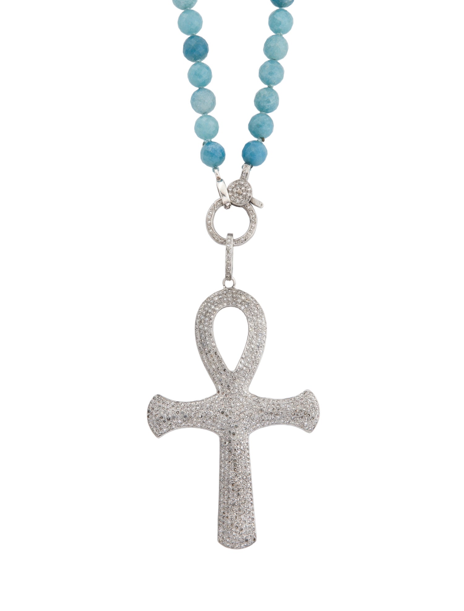 Sheryl Lowe Dyed Quartzite & Diamond Ankh Pendant Necklace