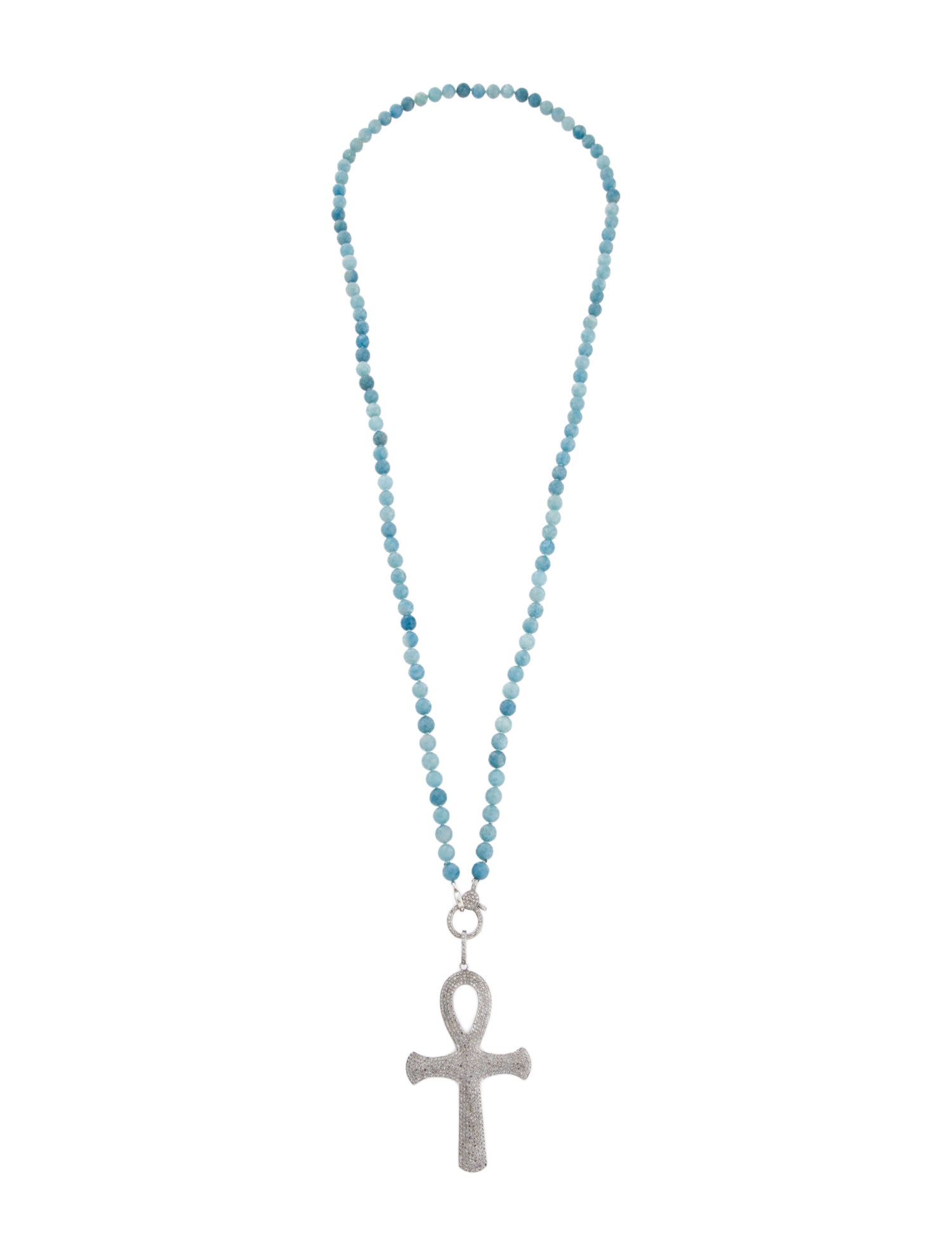 Sheryl Lowe Dyed Quartzite & Diamond Ankh Pendant Necklace