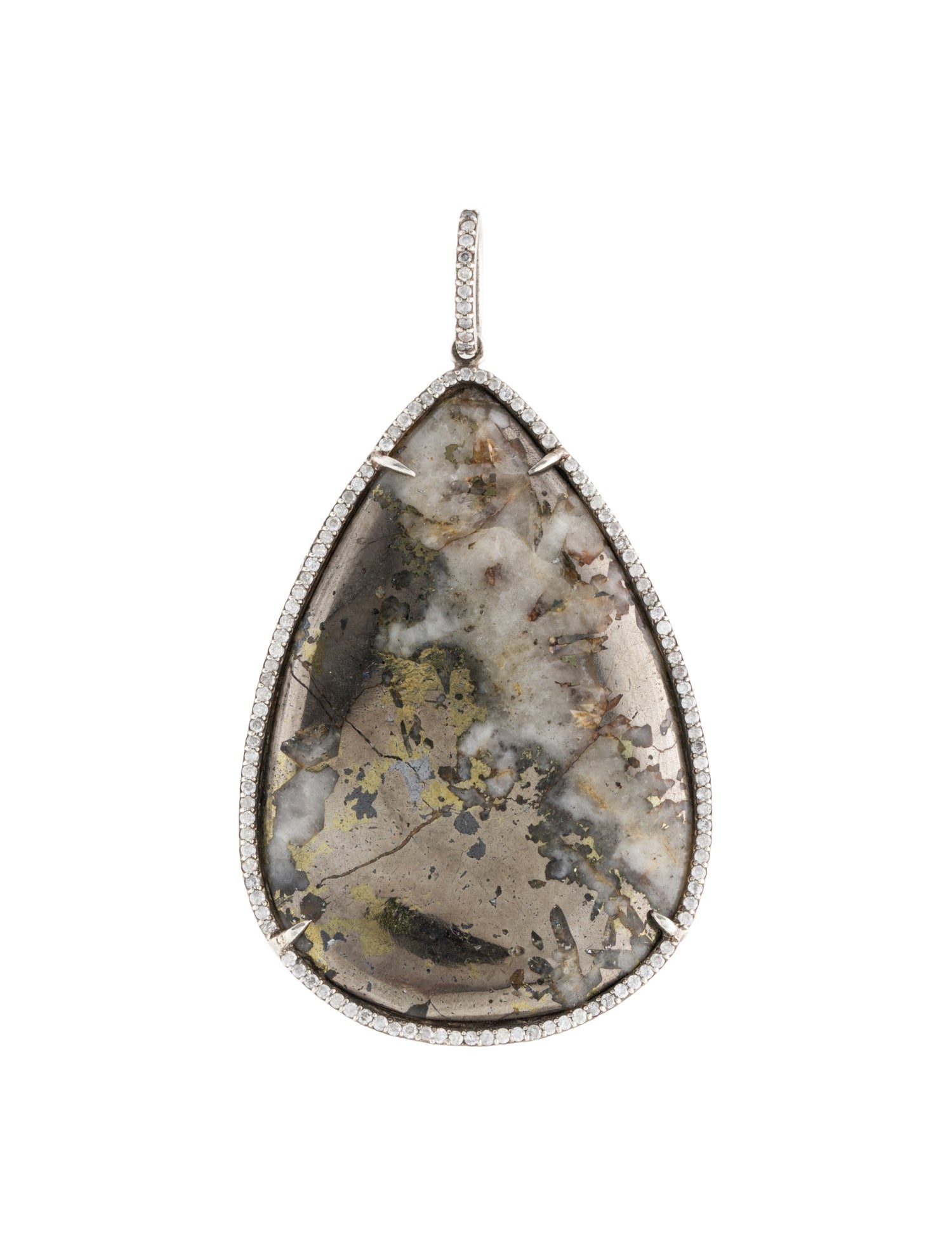 Sheryl Lowe Pyrite, Quartzite & Diamond Teardrop Pendant
