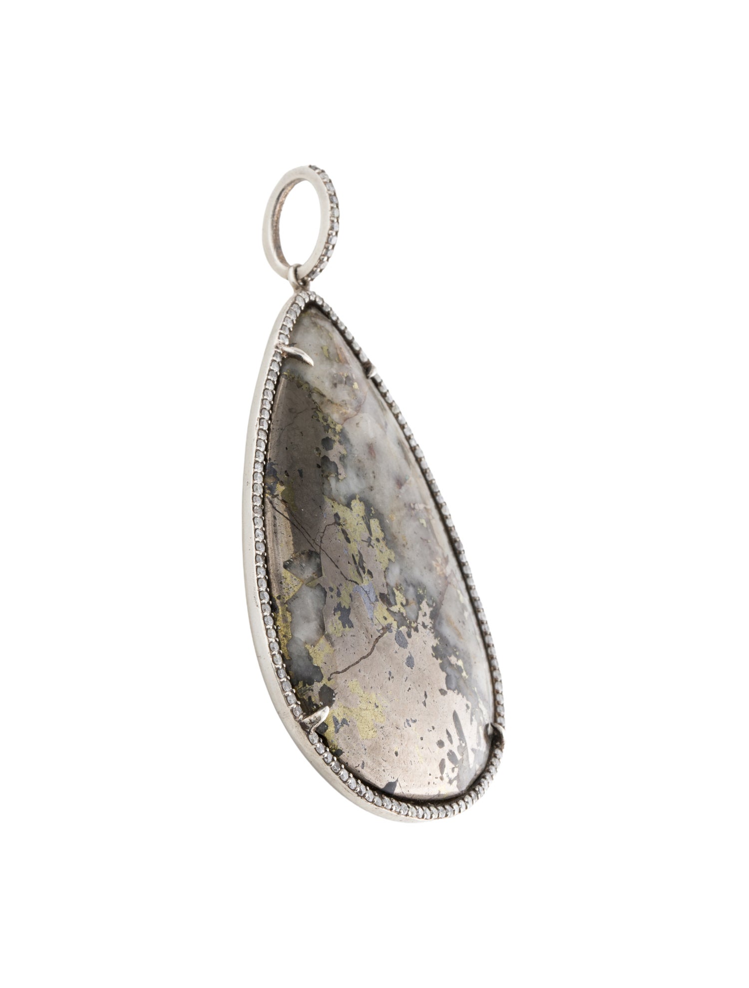 Sheryl Lowe Pyrite, Quartzite & Diamond Teardrop Pendant