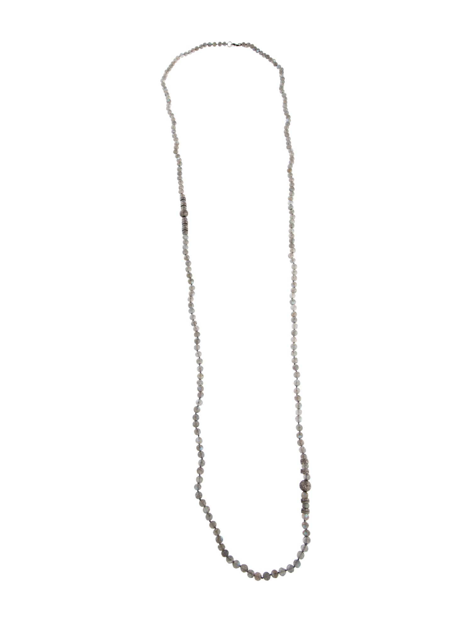 Sheryl Lowe Diamond & Labradorite Bead Strand Necklace