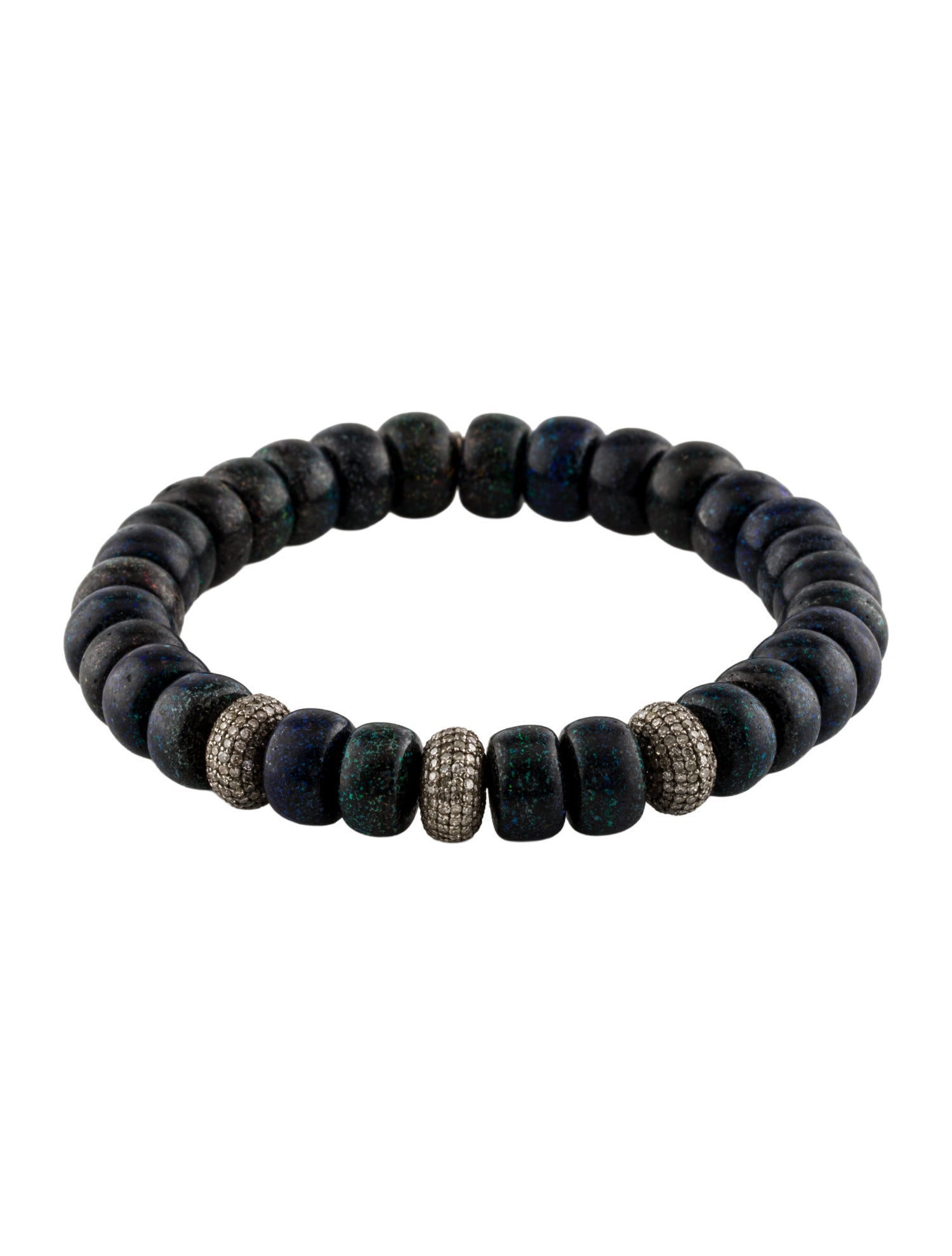 Sheryl Lowe 2.97ctw Diamond & Treated Opal Bead Bracelet