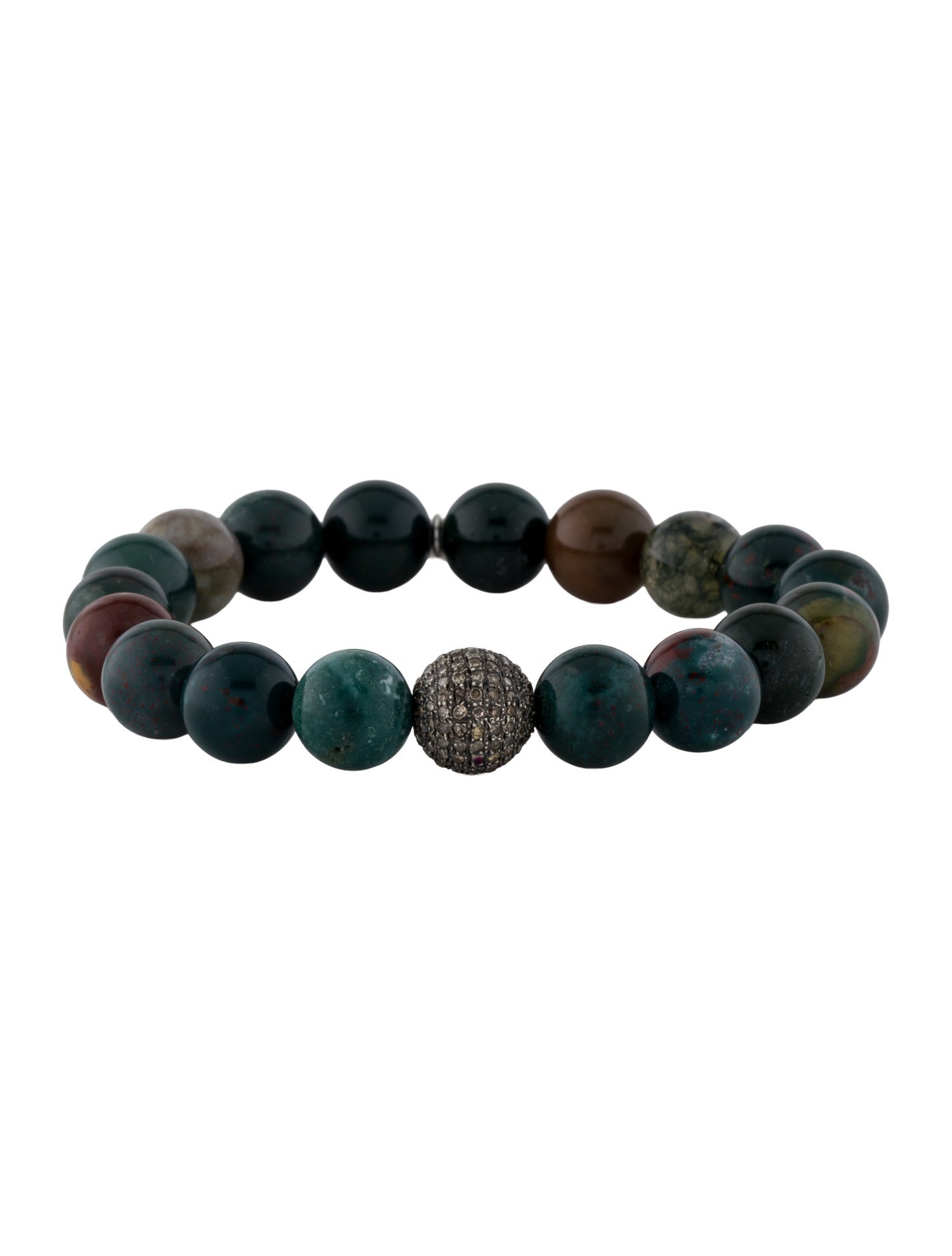 Sheryl Lowe Bloodstone & Diamond Bead Bracelet
