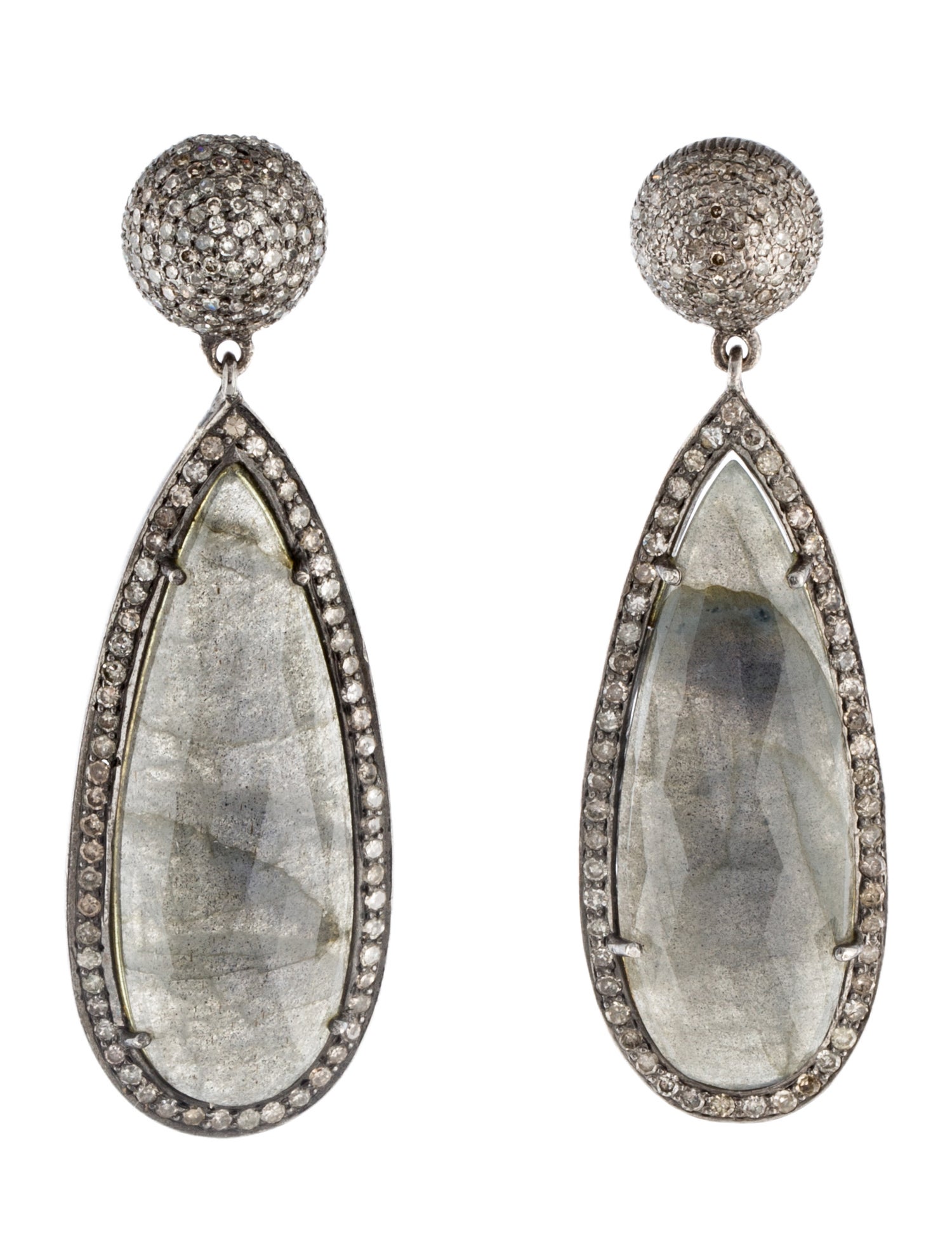 Sheryl Lowe Labradorite & Diamond Drop Earrings