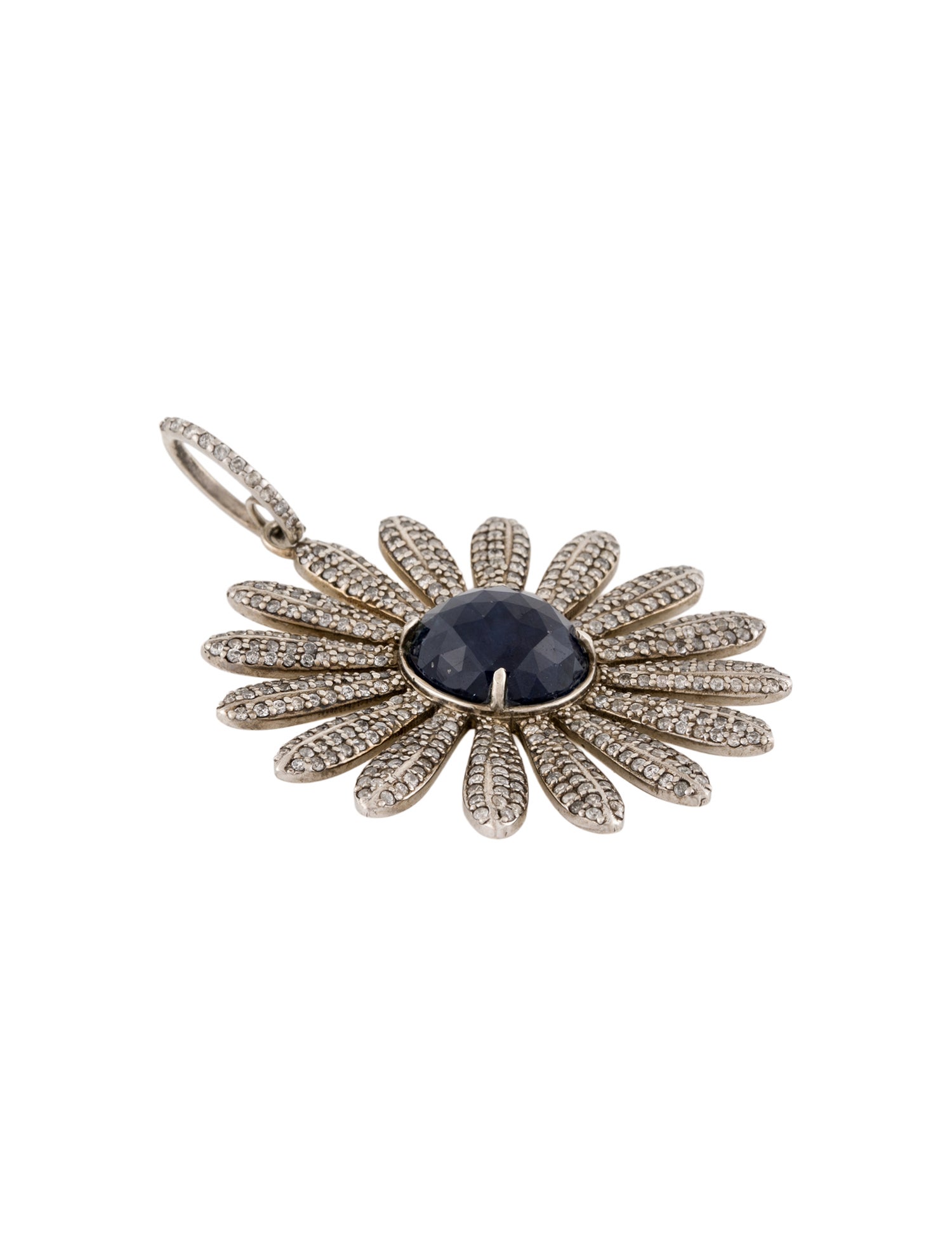 Sheryl Lowe Sapphire & Diamond Daisy Flower Pendant